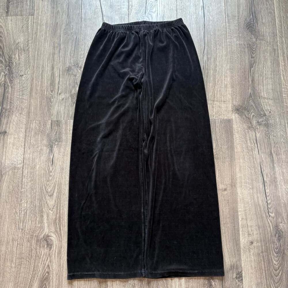 DW Vintage Baggy Velour Track Pants Small Black Y2K